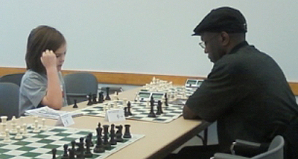 Ezra Boldizsar and Barry Malcolm in a cross-section pairing. Ezra played up to the Silver section and had three spirited games.